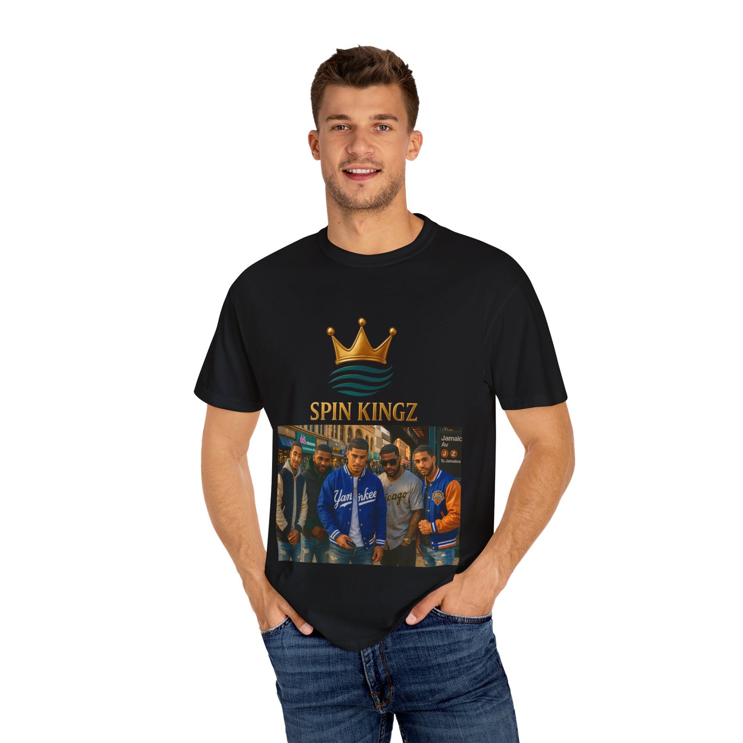 Spin Kingz Unisex Garment-Dyed T-Shirt - Stylish Streetwear, Gift for Music Lovers, Casual Wear, Trendy Outfit, Unisex Fashion