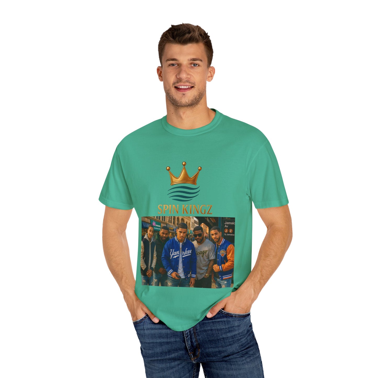Spin Kingz Unisex Garment-Dyed T-Shirt - Stylish Streetwear, Gift for Music Lovers, Casual Wear, Trendy Outfit, Unisex Fashion