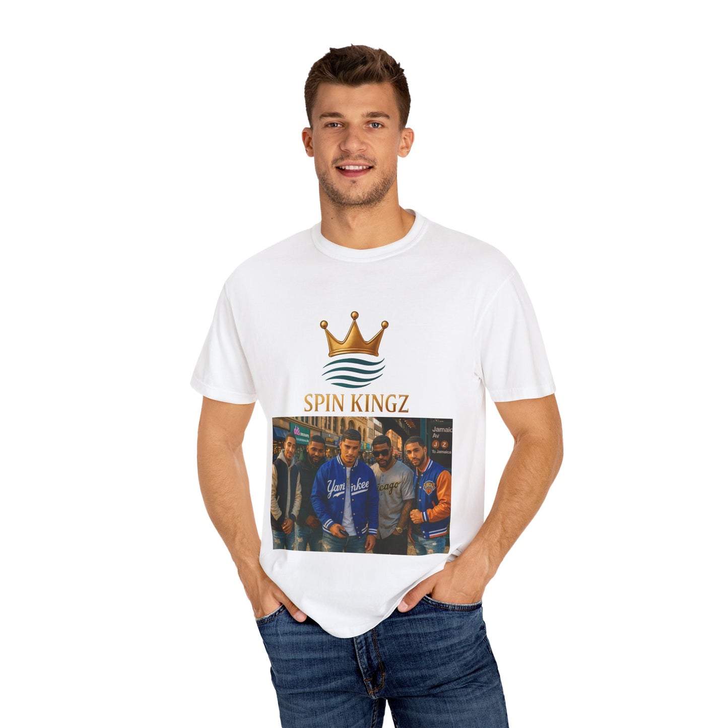 Spin Kingz Unisex Garment-Dyed T-Shirt - Stylish Streetwear, Gift for Music Lovers, Casual Wear, Trendy Outfit, Unisex Fashion