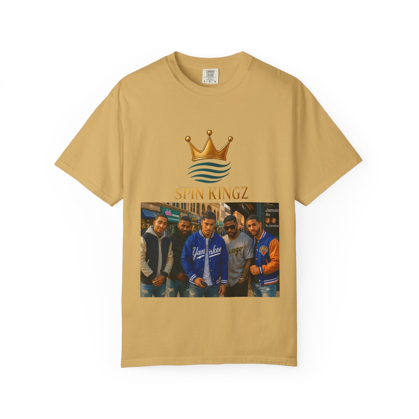 Spin Kingz Unisex Garment-Dyed T-Shirt - Stylish Streetwear, Gift for Music Lovers, Casual Wear, Trendy Outfit, Unisex Fashion