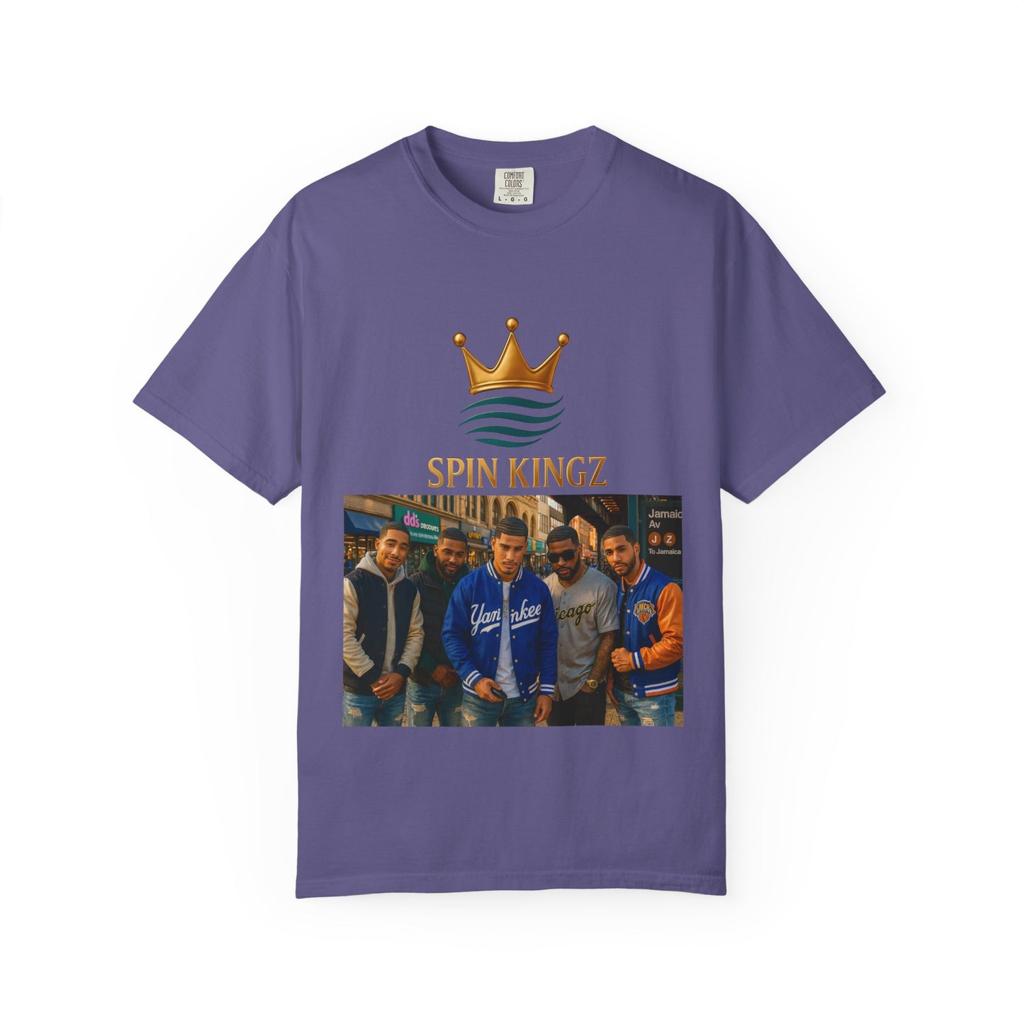 Spin Kingz Unisex Garment-Dyed T-Shirt - Stylish Streetwear, Gift for Music Lovers, Casual Wear, Trendy Outfit, Unisex Fashion