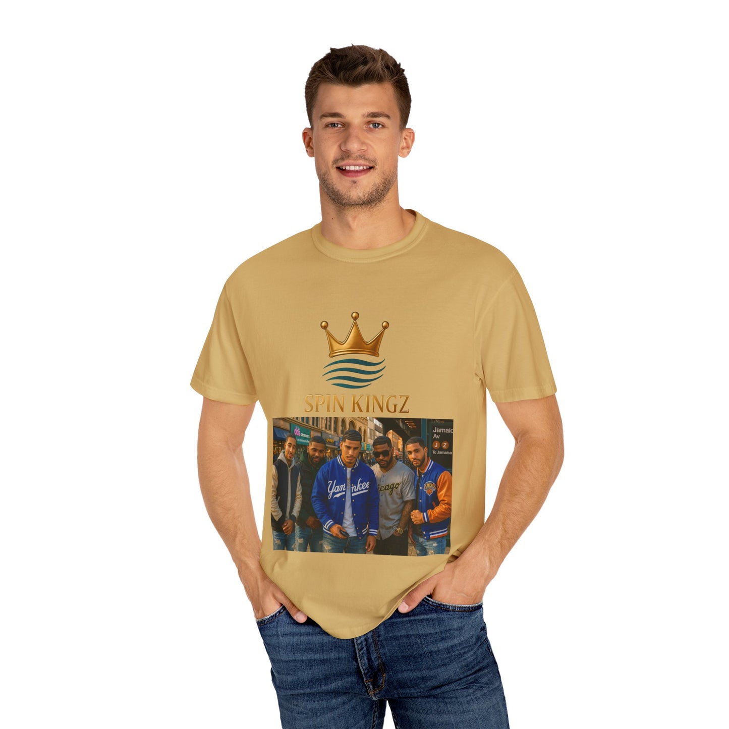 Spin Kingz Unisex Garment-Dyed T-Shirt - Stylish Streetwear, Gift for Music Lovers, Casual Wear, Trendy Outfit, Unisex Fashion