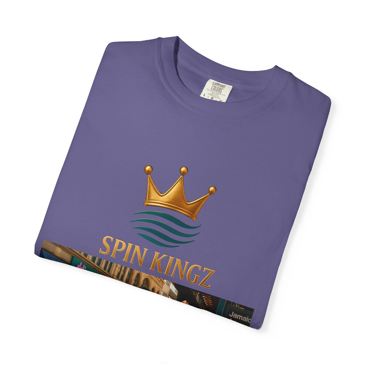 Spin Kingz Unisex Garment-Dyed T-Shirt - Stylish Streetwear, Gift for Music Lovers, Casual Wear, Trendy Outfit, Unisex Fashion
