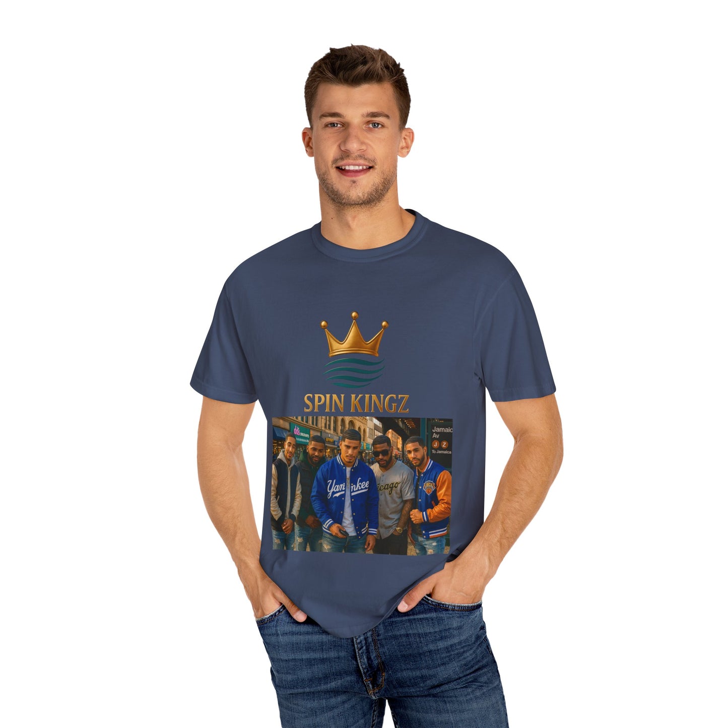 Spin Kingz Unisex Garment-Dyed T-Shirt - Stylish Streetwear, Gift for Music Lovers, Casual Wear, Trendy Outfit, Unisex Fashion