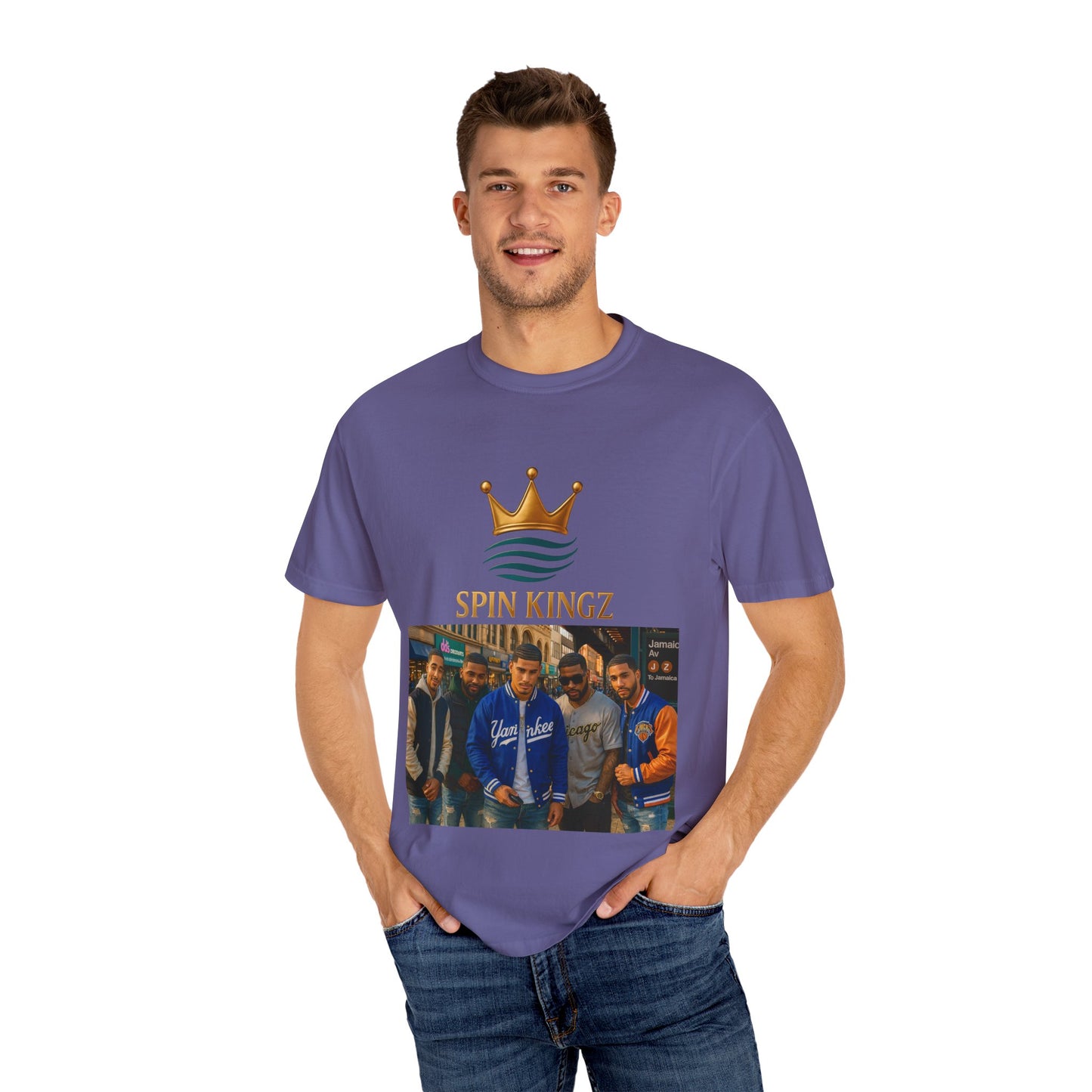 Spin Kingz Unisex Garment-Dyed T-Shirt - Stylish Streetwear, Gift for Music Lovers, Casual Wear, Trendy Outfit, Unisex Fashion