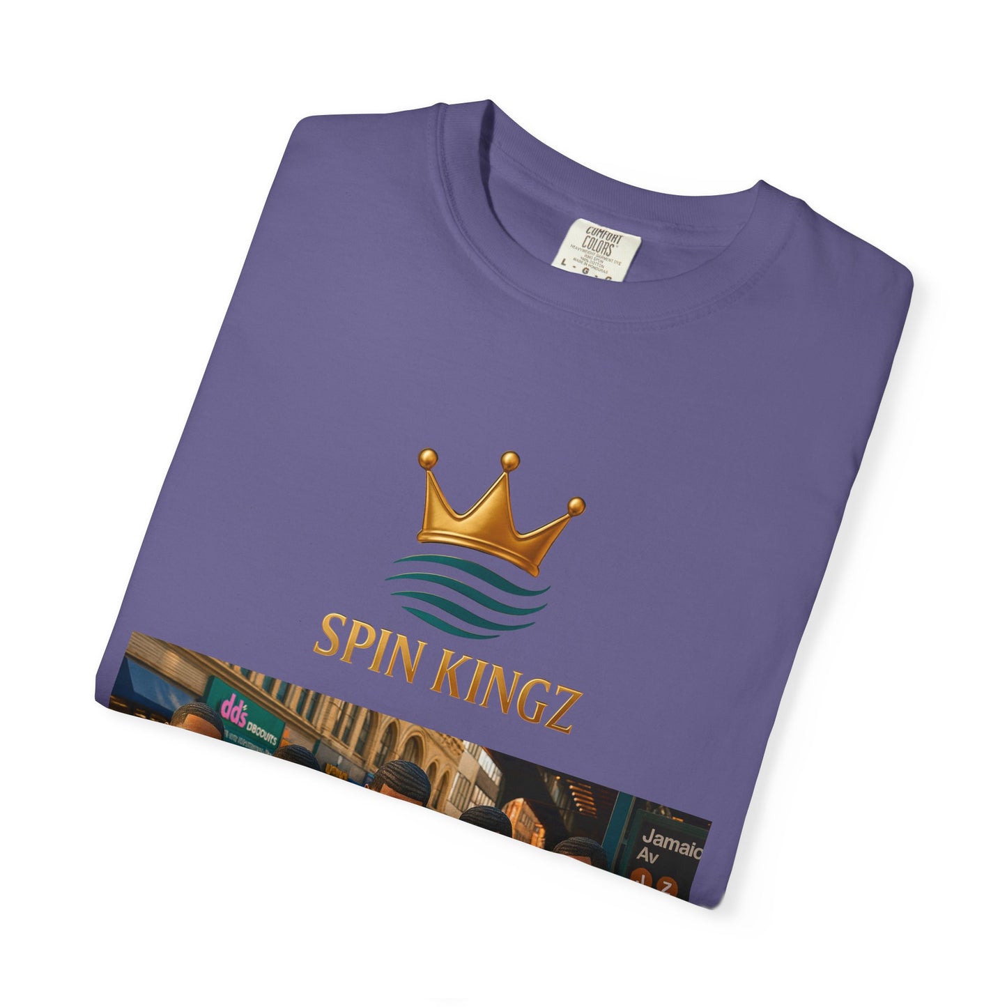 Spin Kingz Unisex Garment-Dyed T-Shirt - Stylish Streetwear, Gift for Music Lovers, Casual Wear, Trendy Outfit, Unisex Fashion
