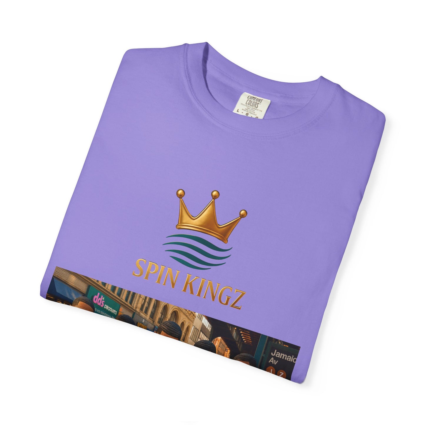 Spin Kingz Unisex Garment-Dyed T-Shirt - Stylish Streetwear, Gift for Music Lovers, Casual Wear, Trendy Outfit, Unisex Fashion