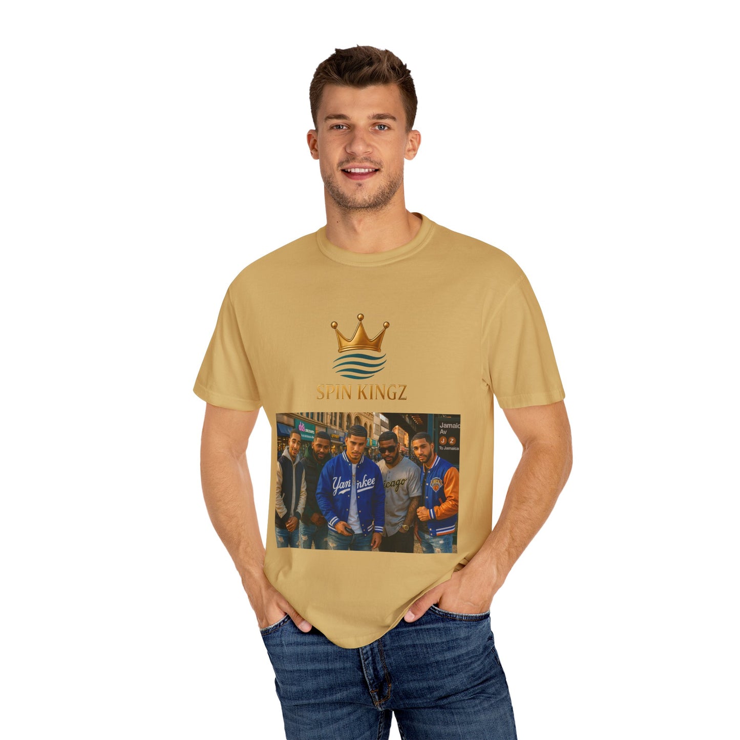 Spin Kingz Unisex Garment-Dyed T-Shirt - Stylish Streetwear, Gift for Music Lovers, Casual Wear, Trendy Outfit, Unisex Fashion