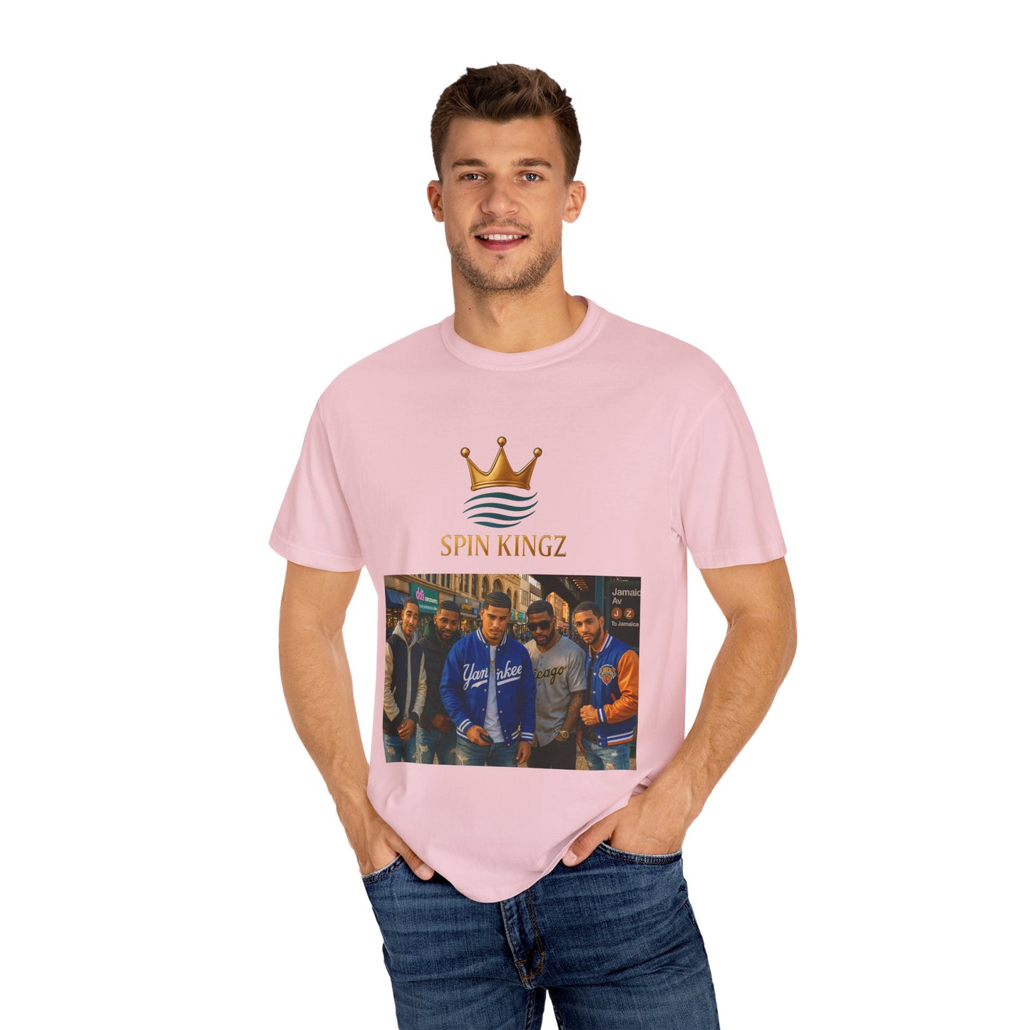 Spin Kingz Unisex Garment-Dyed T-Shirt - Stylish Streetwear, Gift for Music Lovers, Casual Wear, Trendy Outfit, Unisex Fashion